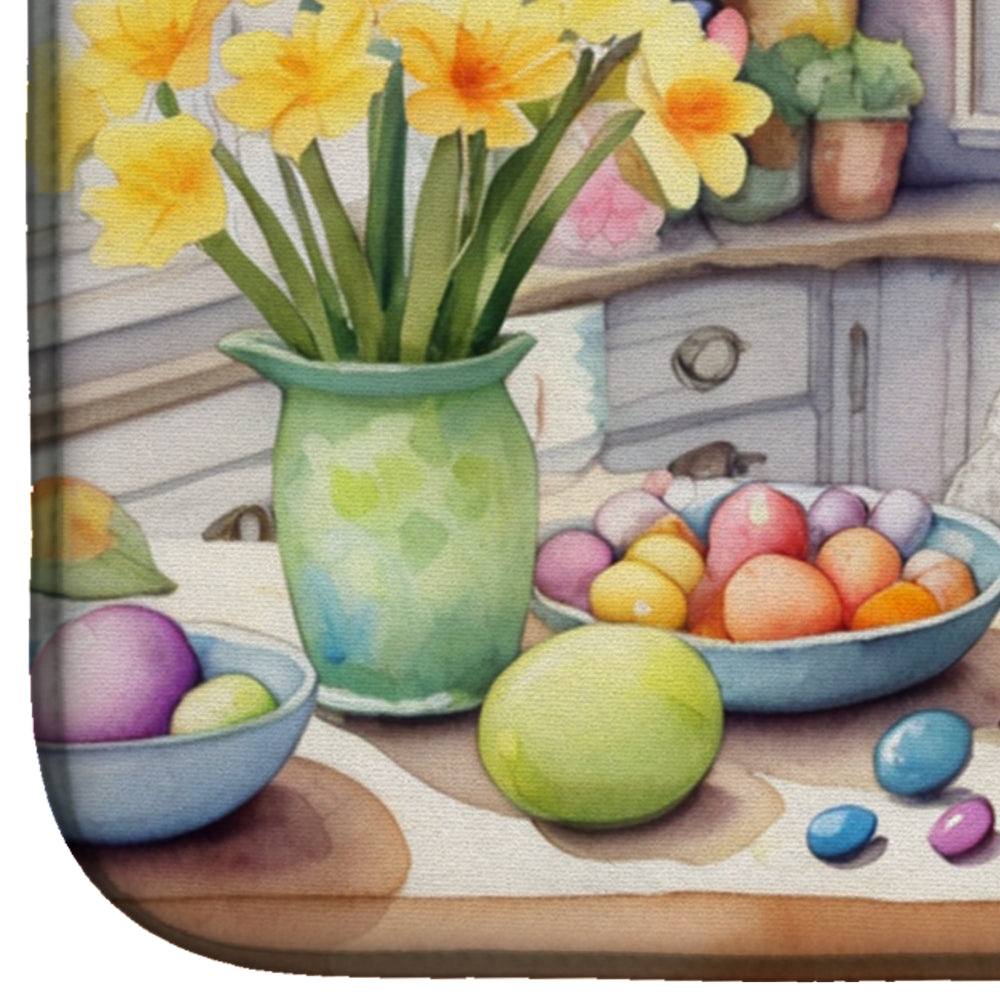 Decorating Easter Bedlington Terrier Dish Drying Mat