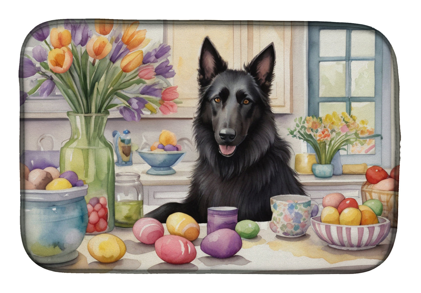 Buy this Decorating Easter Belgian Sheepdog Dish Drying Mat
