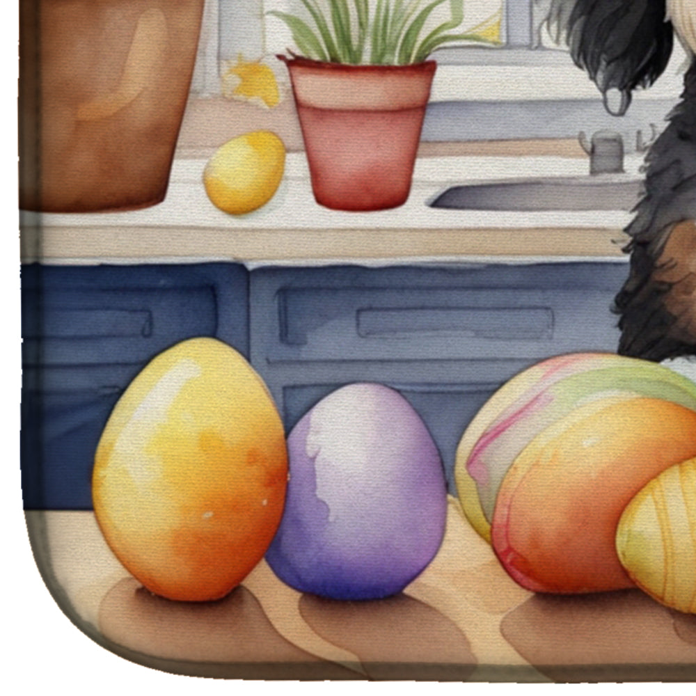 Decorating Easter Bernedoodle Dish Drying Mat