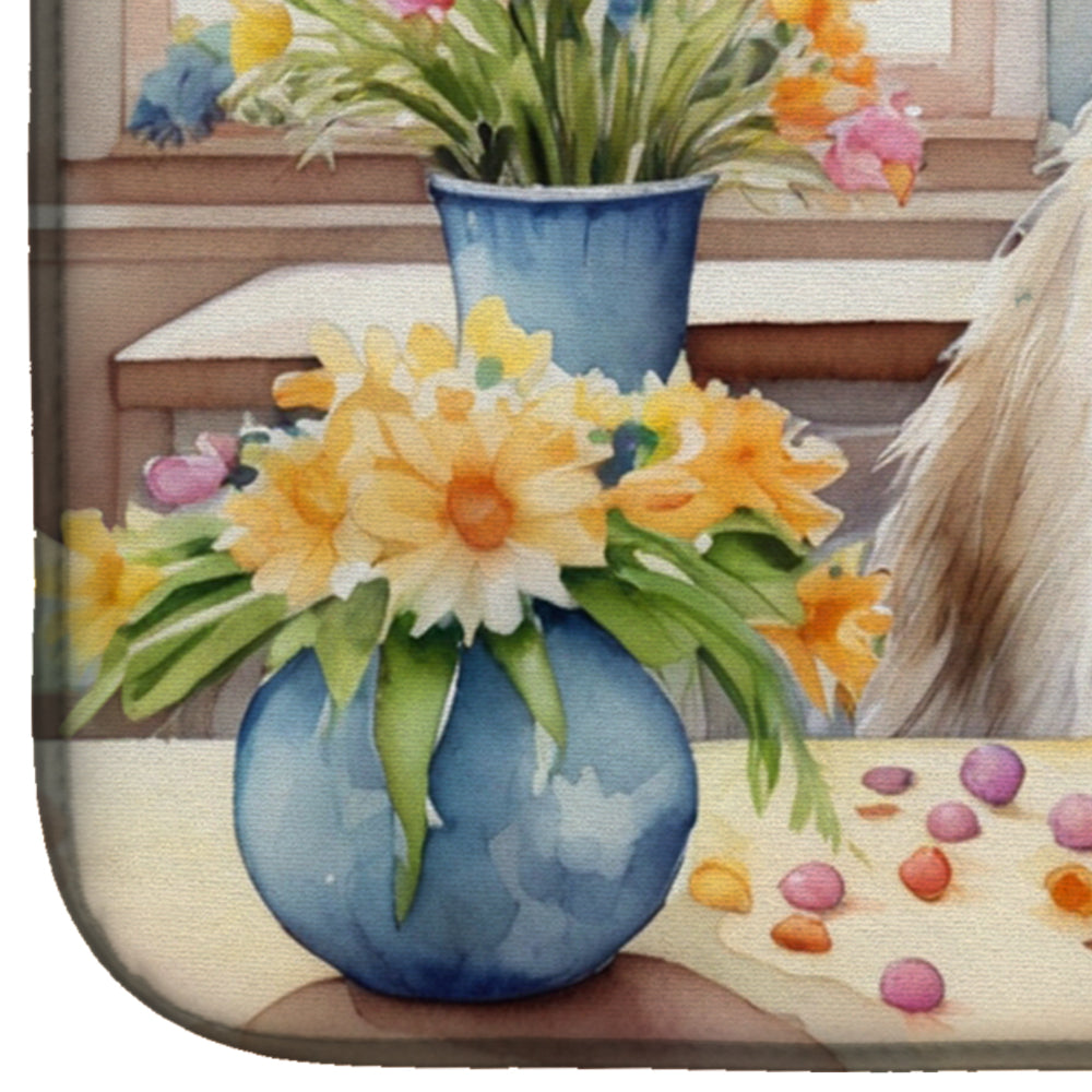 Decorating Easter Borzoi Dish Drying Mat