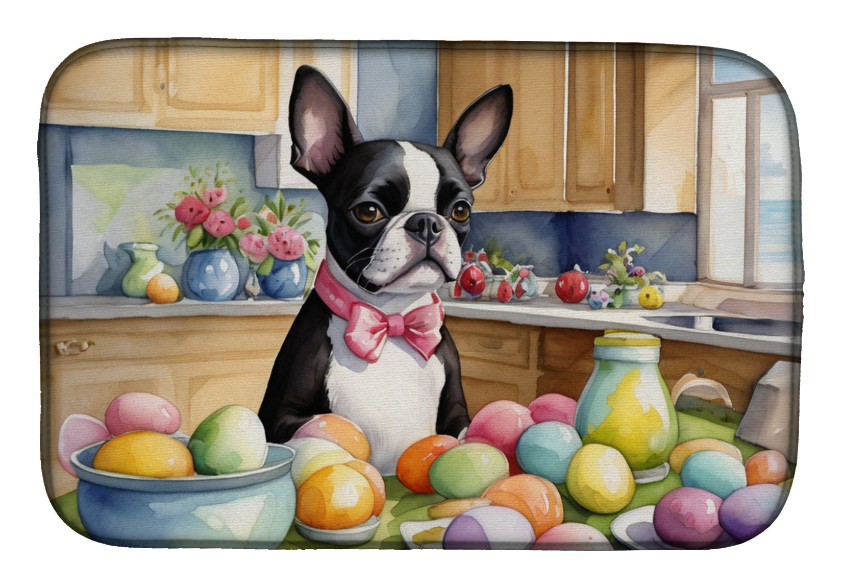 Buy this Decorating Easter Boston Terrier Dish Drying Mat