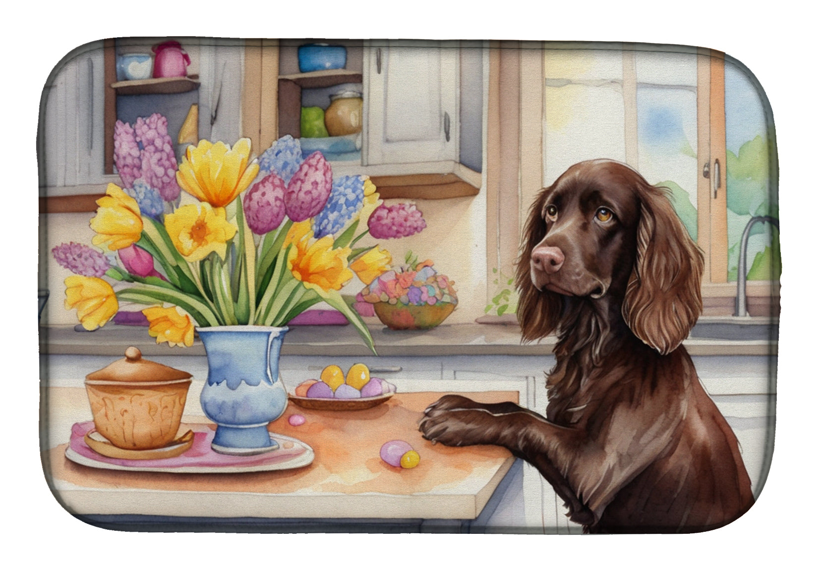 Buy this Decorating Easter Boykin Spaniel Dish Drying Mat
