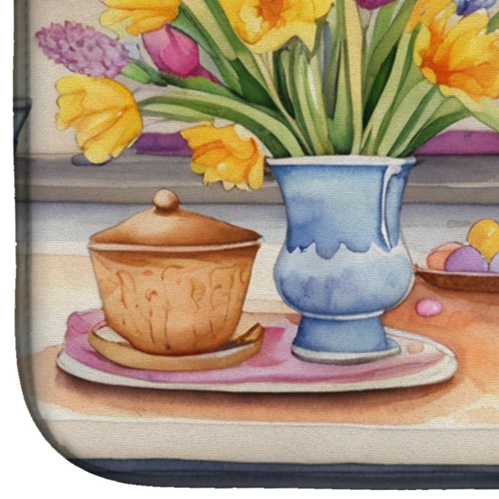 Decorating Easter Boykin Spaniel Dish Drying Mat