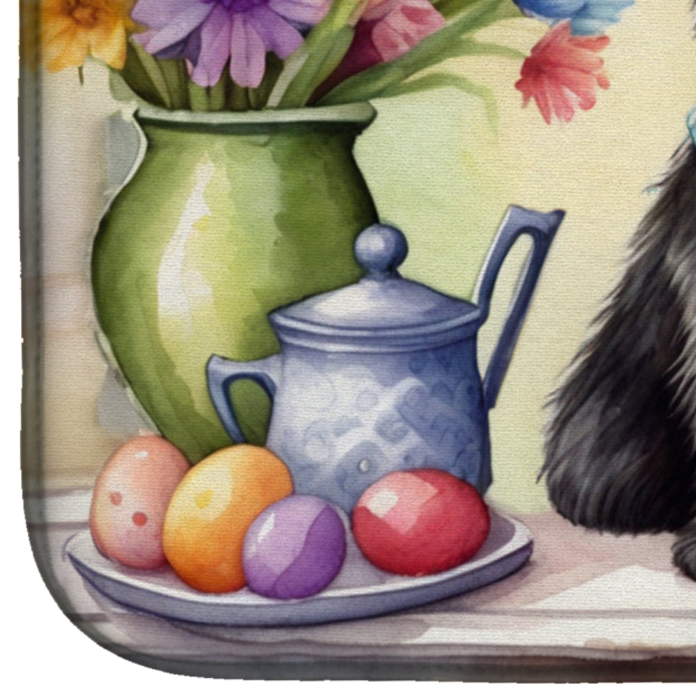 Decorating Easter Cairn Terrier Dish Drying Mat