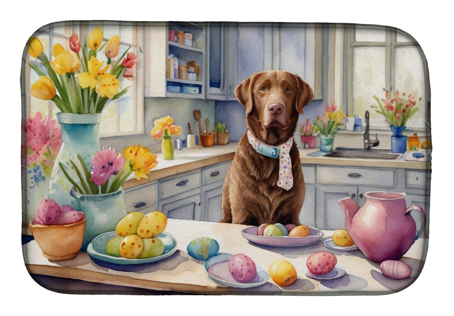 Buy this Decorating Easter Chesapeake Bay Retriever Dish Drying Mat