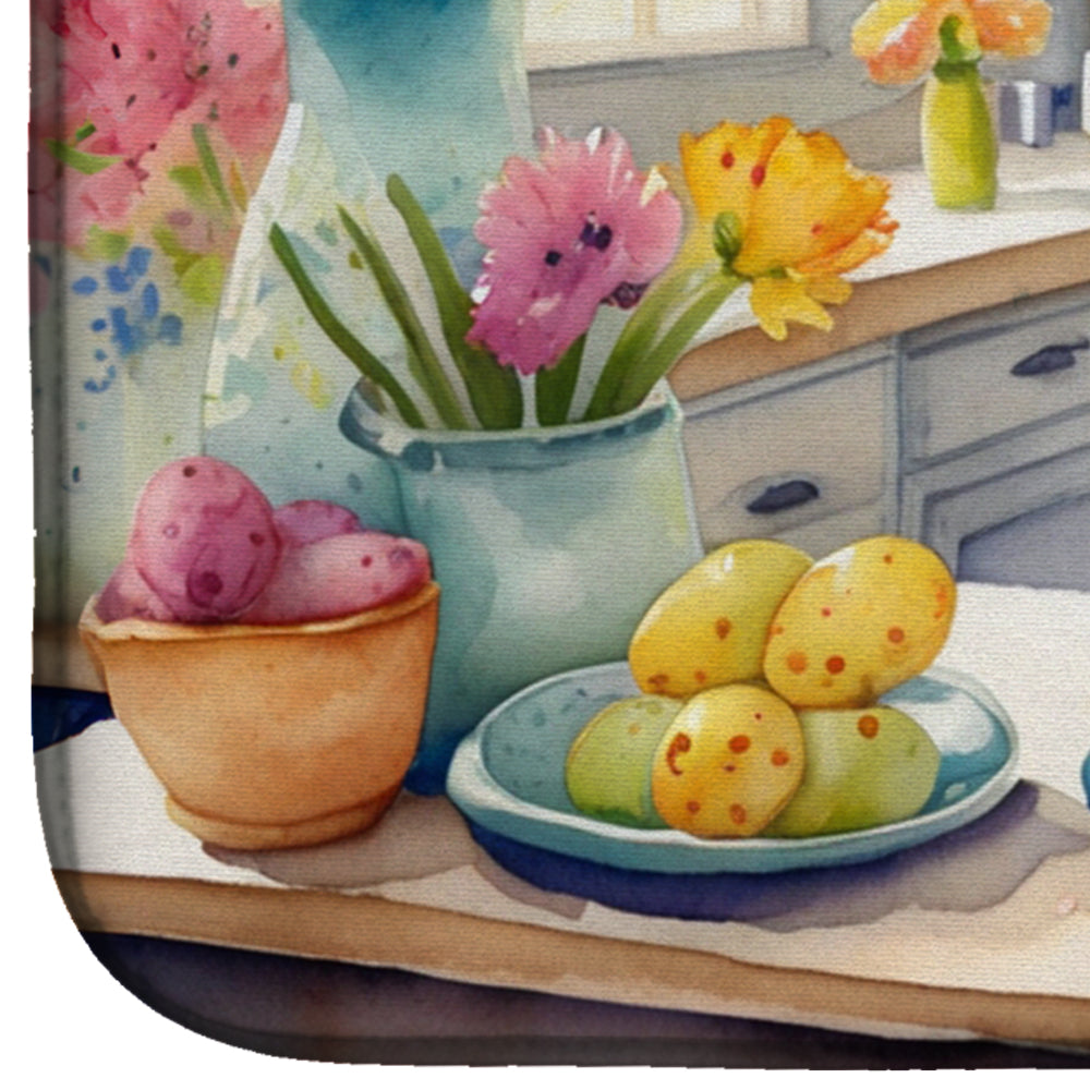 Decorating Easter Chesapeake Bay Retriever Dish Drying Mat