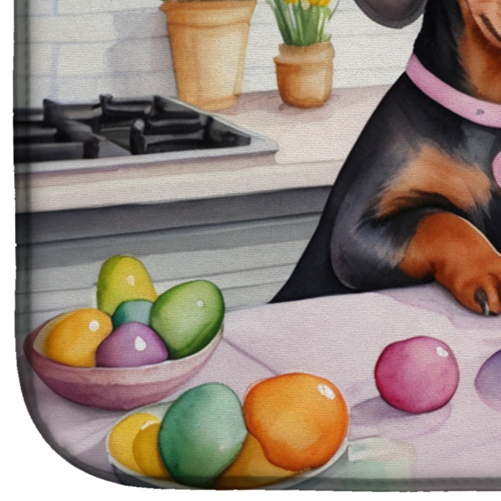 Decorating Easter Dachshund Dish Drying Mat