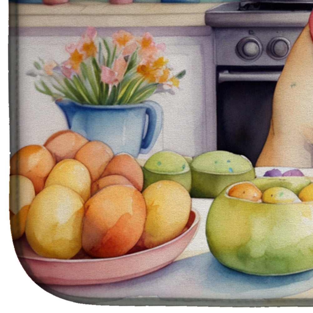 Decorating Easter English Bulldog Dish Drying Mat