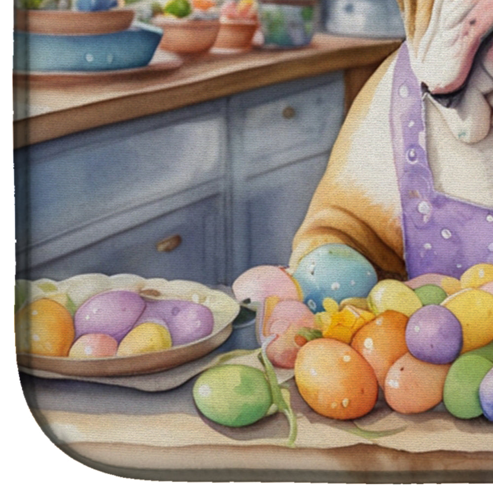 Decorating Easter English Bulldog Dish Drying Mat