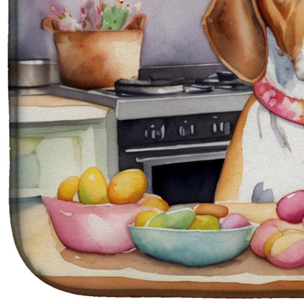 Decorating Easter English Foxhound Dish Drying Mat