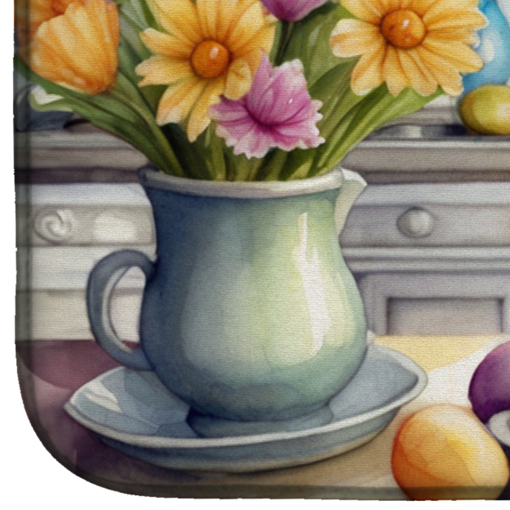 Decorating Easter Fox Terrier Dish Drying Mat