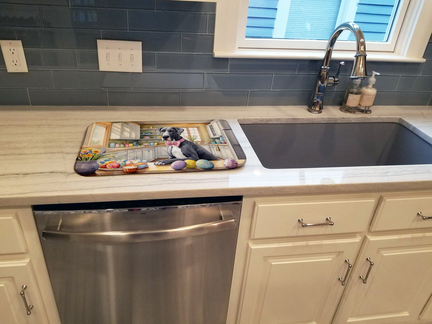 Decorating Easter Great Dane Dish Drying Mat
