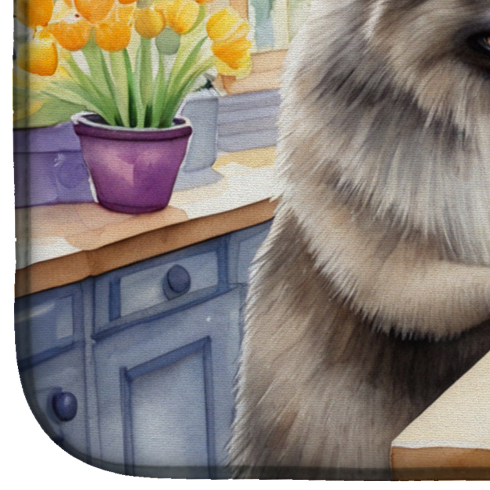 Decorating Easter Keeshond Dish Drying Mat