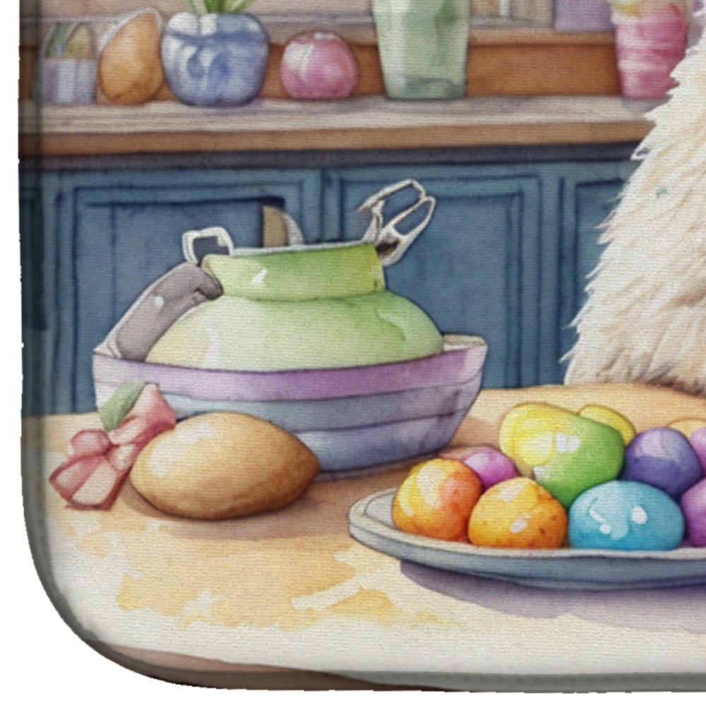 Decorating Easter Komondor Dish Drying Mat