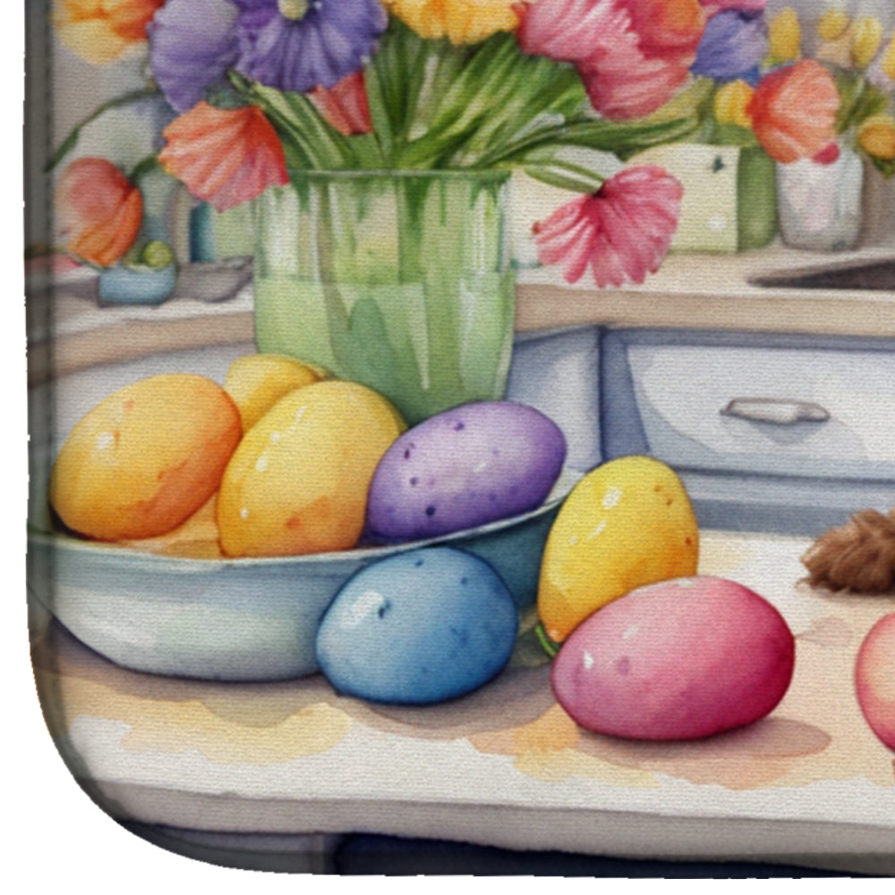 Decorating Easter Labradoodle Dish Drying Mat