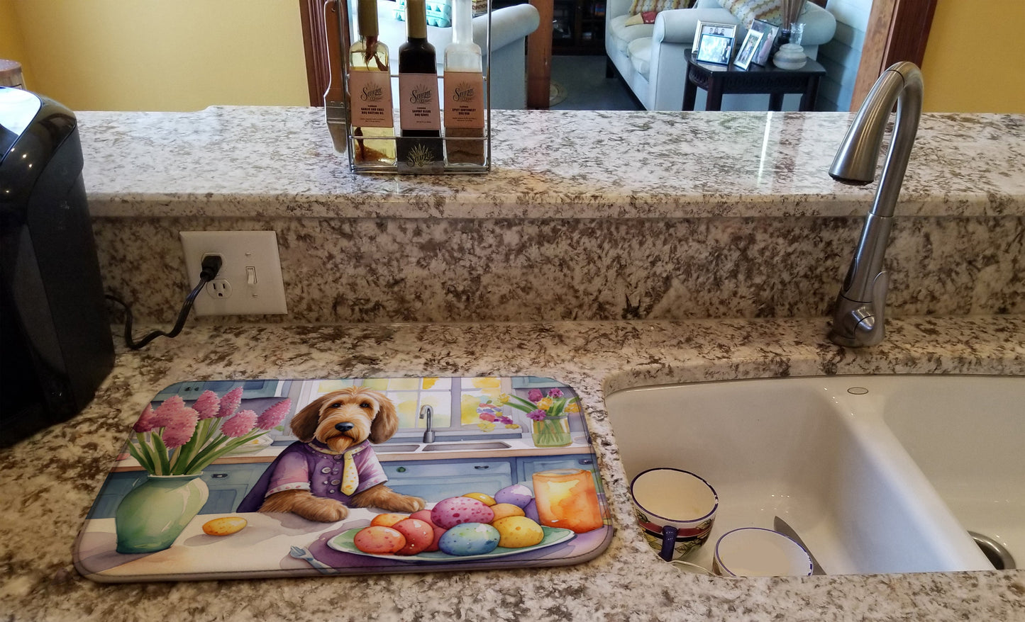Decorating Easter Otterhound Dish Drying Mat