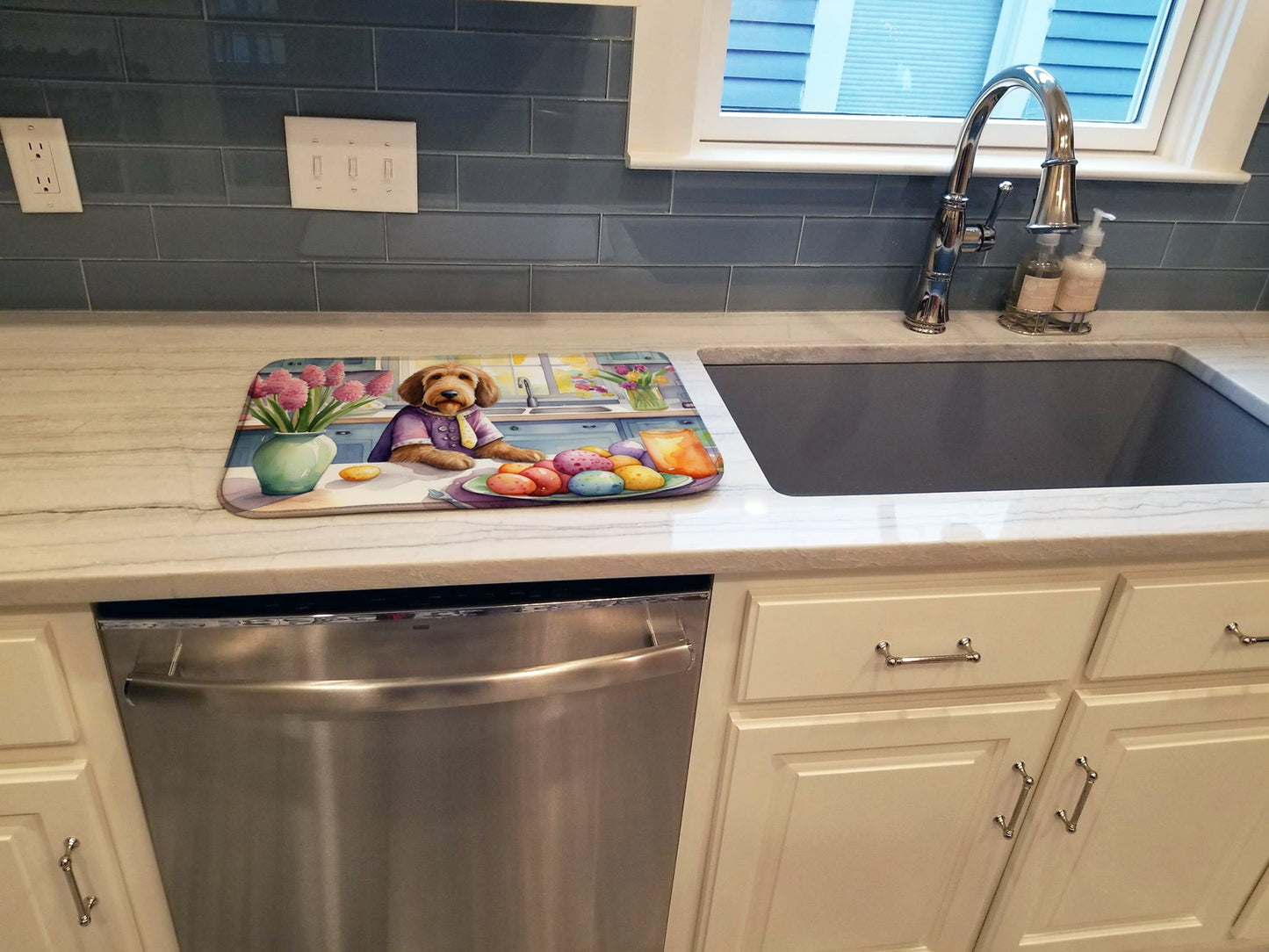 Decorating Easter Otterhound Dish Drying Mat