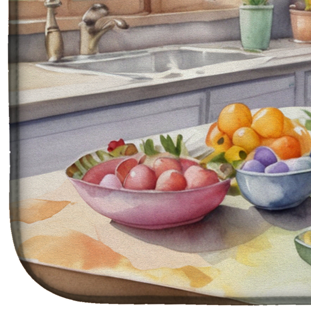 Decorating Easter Scottish Deerhound Dish Drying Mat