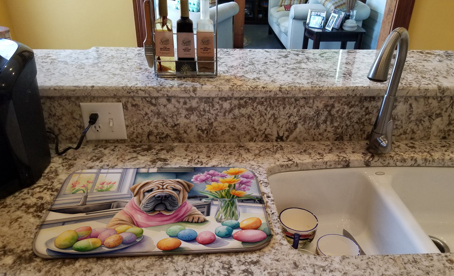 Decorating Easter Shar Pei Dish Drying Mat