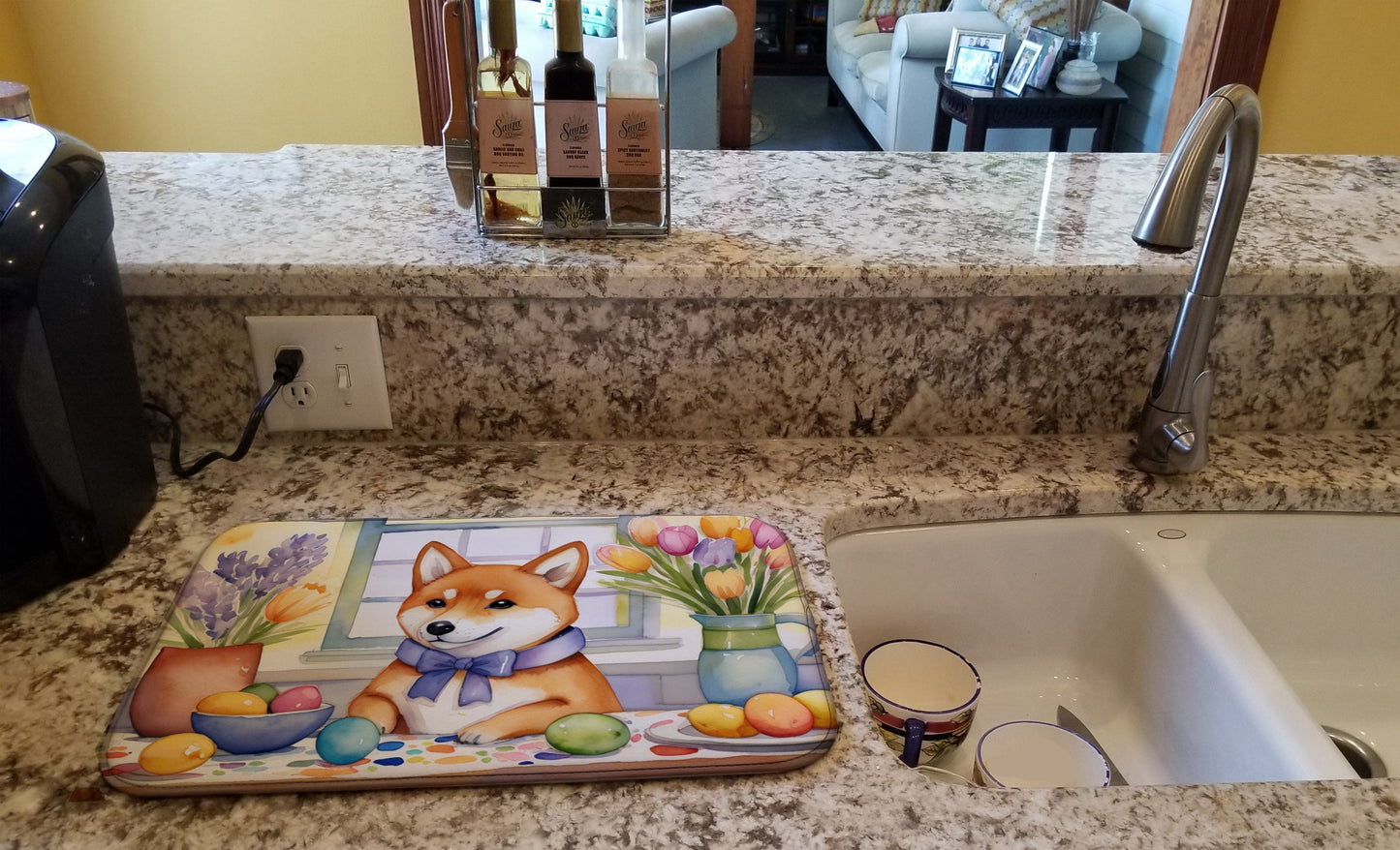 Decorating Easter Shiba Inu Dish Drying Mat