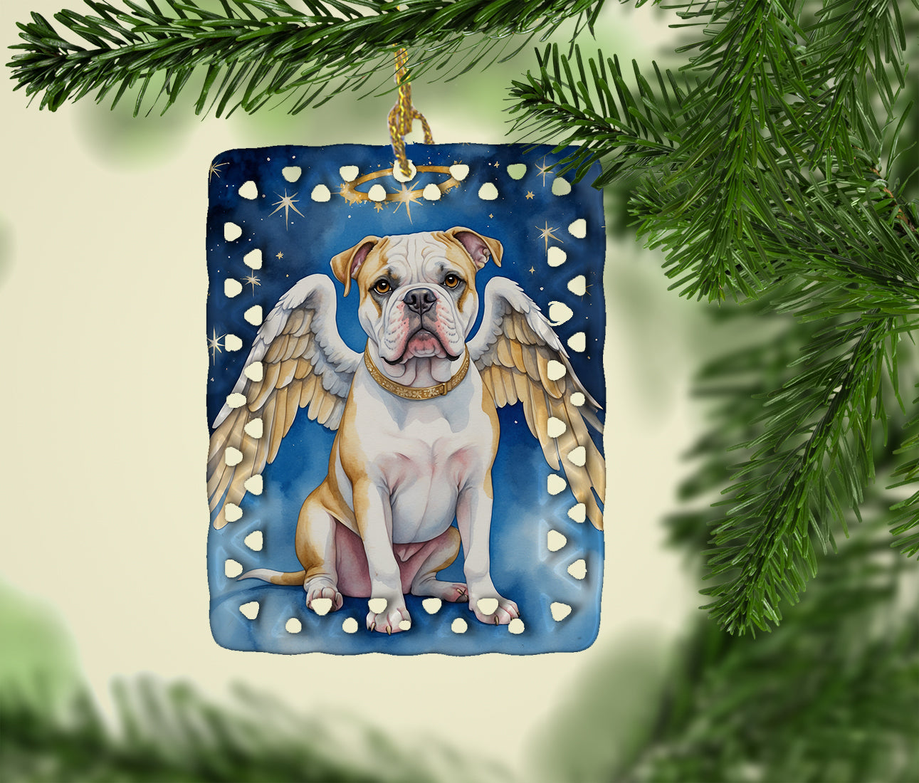 American Bulldog My Angel Porcelain Ornament