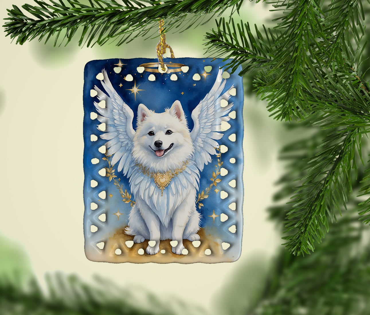 American Eskimo My Angel Porcelain Ornament