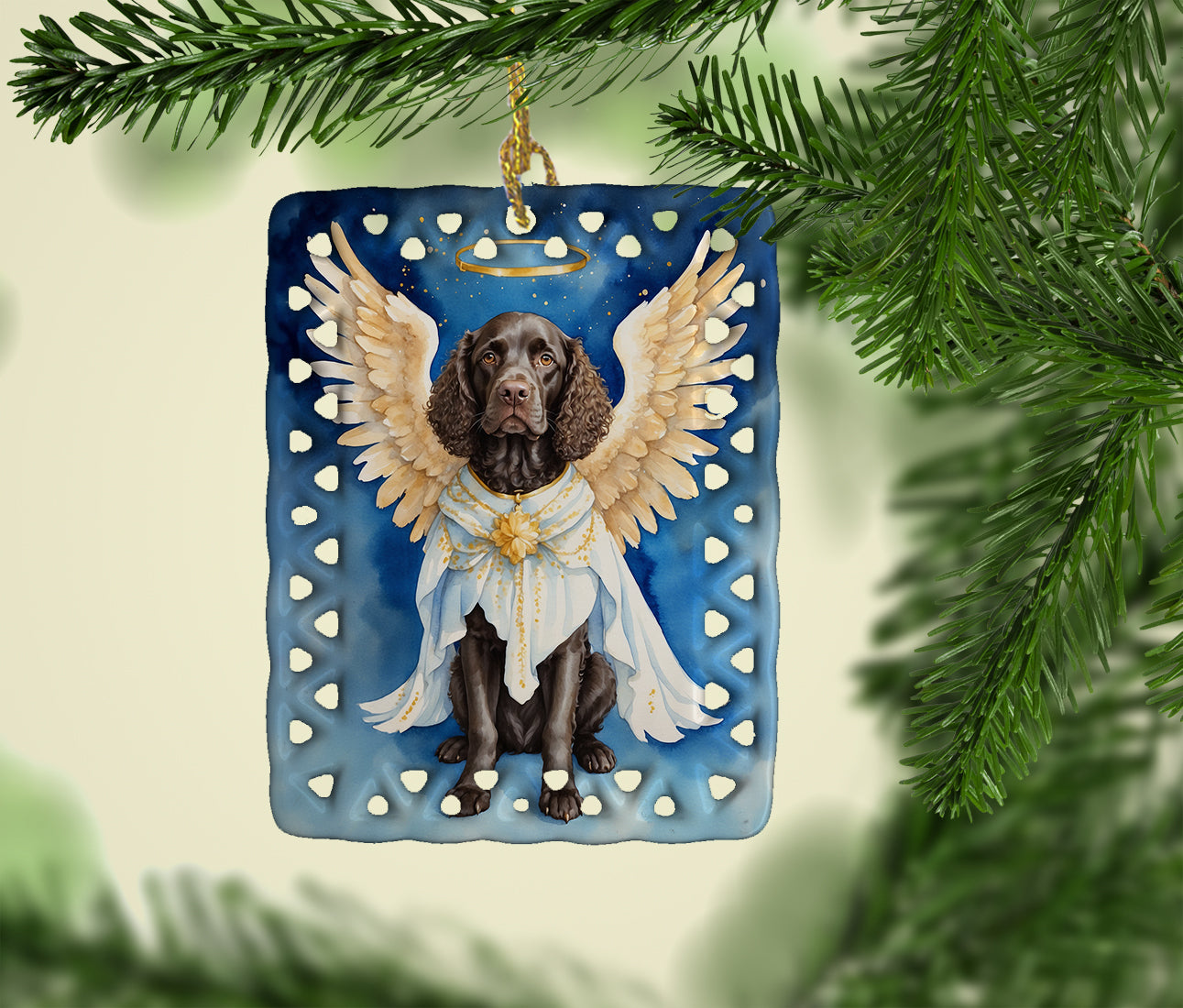 American Water Spaniel My Angel Porcelain Ornament
