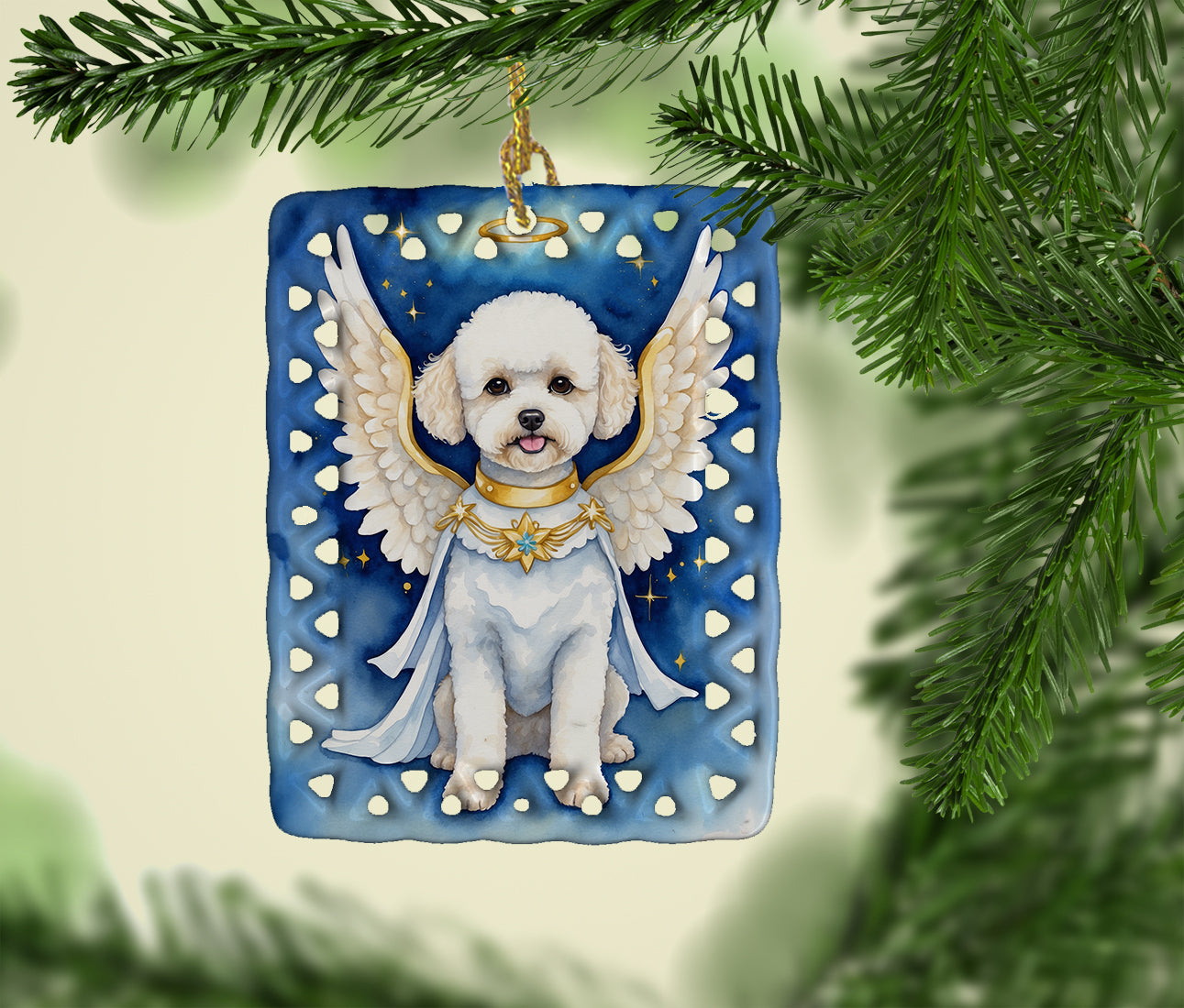 Bichon Frise My Angel Porcelain Ornament