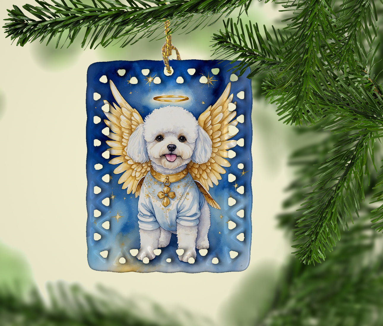 Bichon Frise My Angel Porcelain Ornament