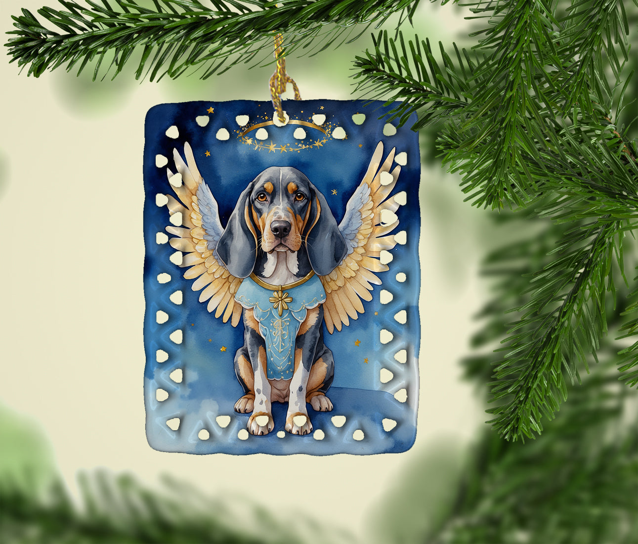 Bluetick Coonhound My Angel Porcelain Ornament