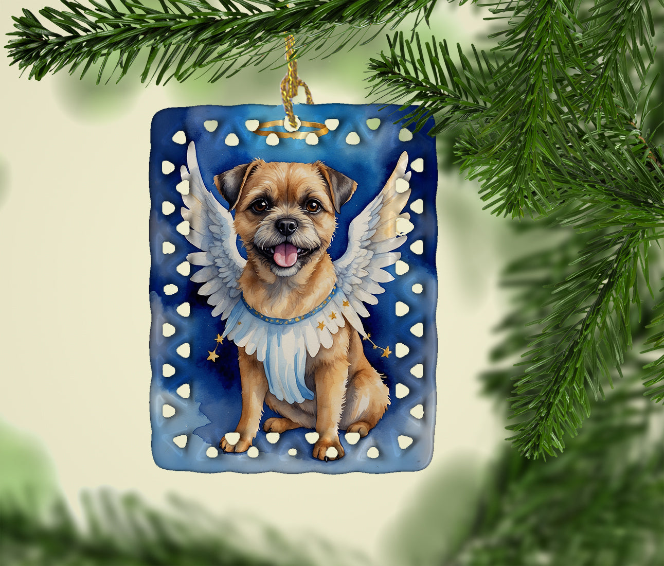 Border Terrier My Angel Porcelain Ornament