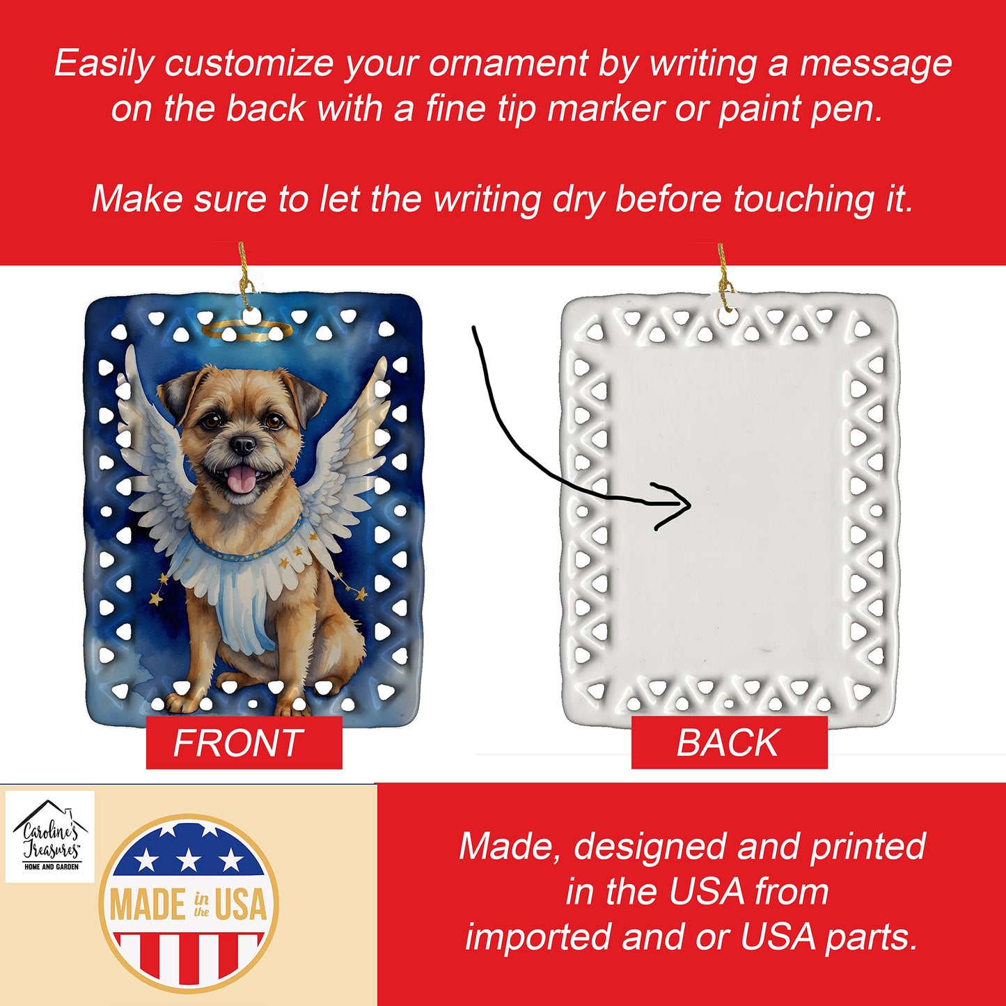 Border Terrier My Angel Porcelain Ornament