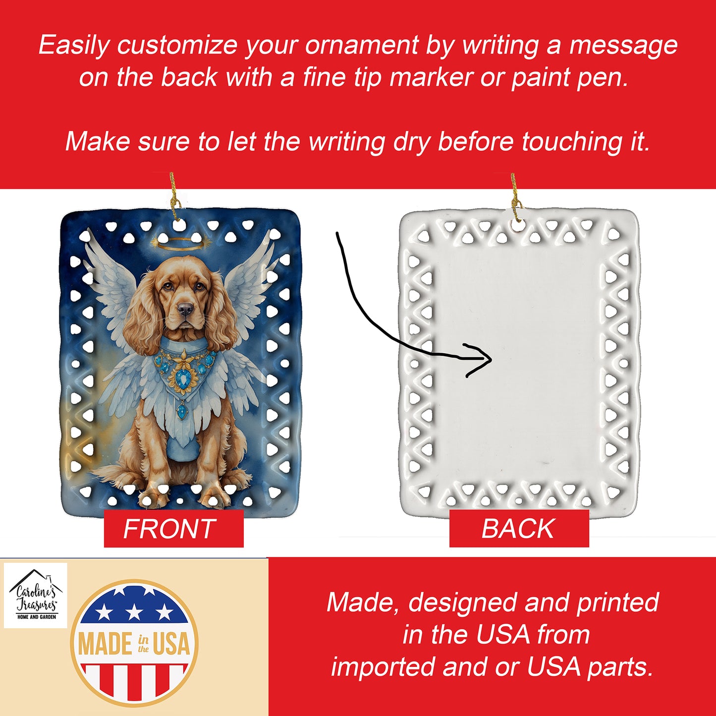 Cocker Spaniel My Angel Porcelain Ornament