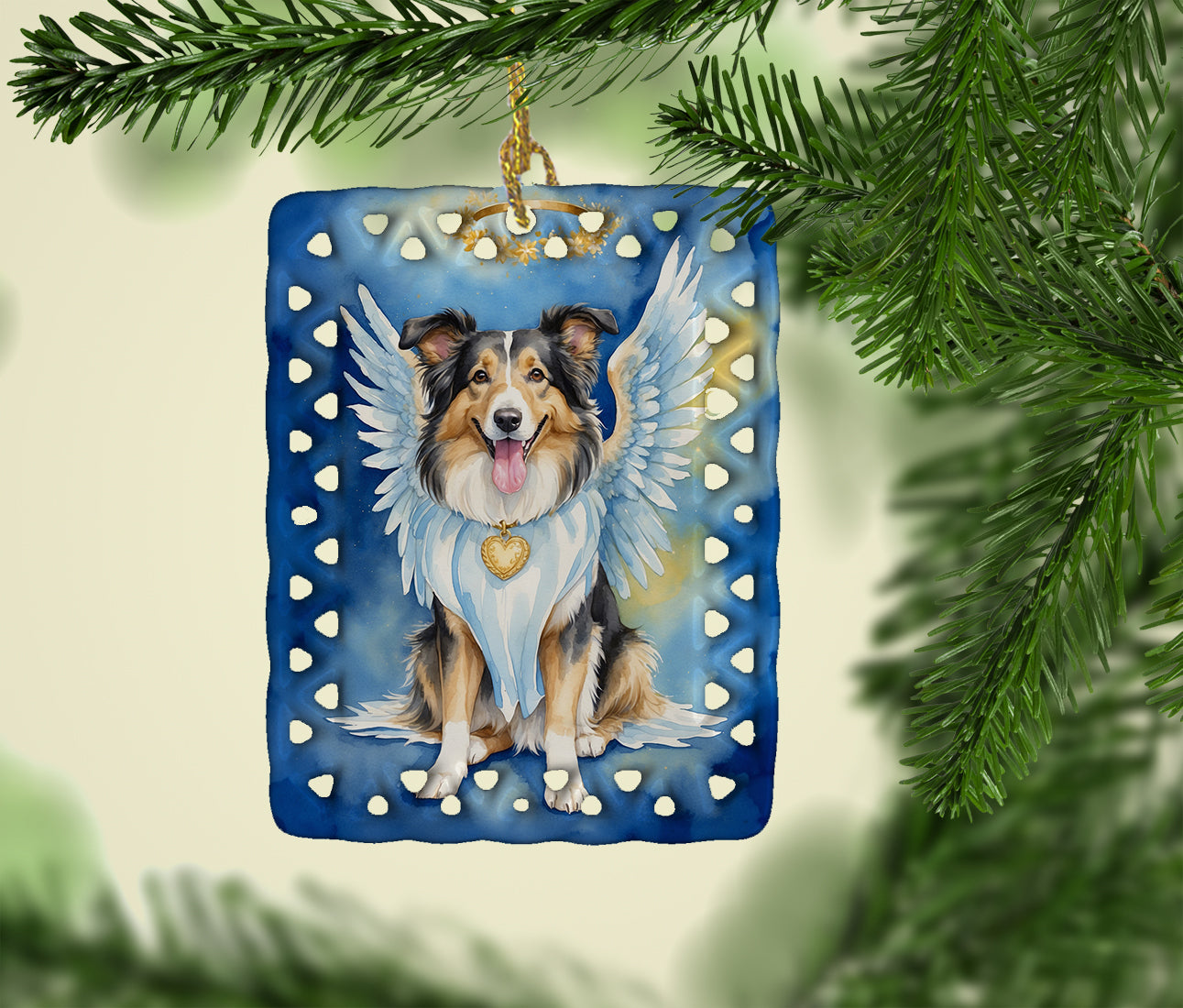 Collie My Angel Porcelain Ornament