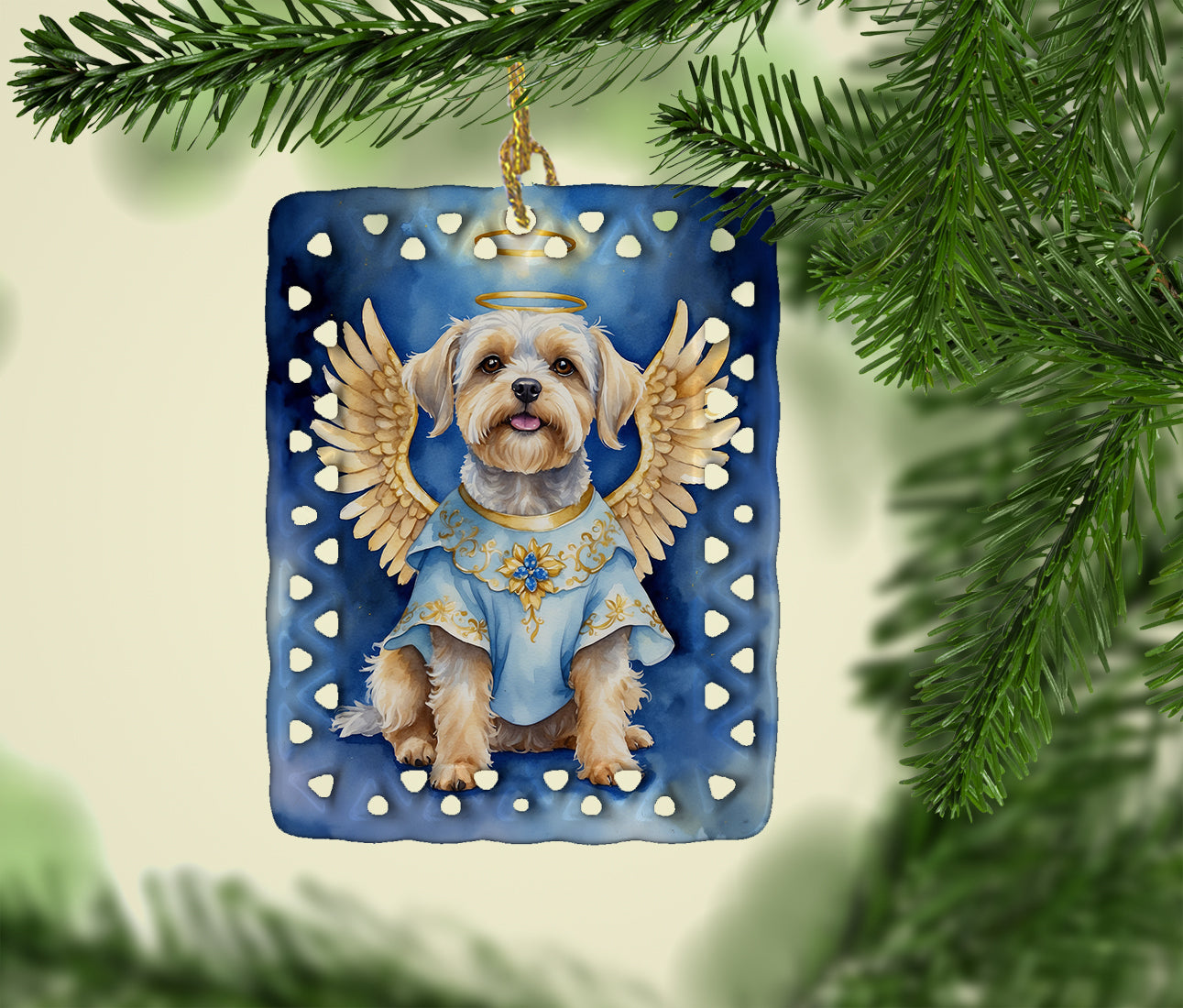 Dandie Dinmont Terrier My Angel Porcelain Ornament