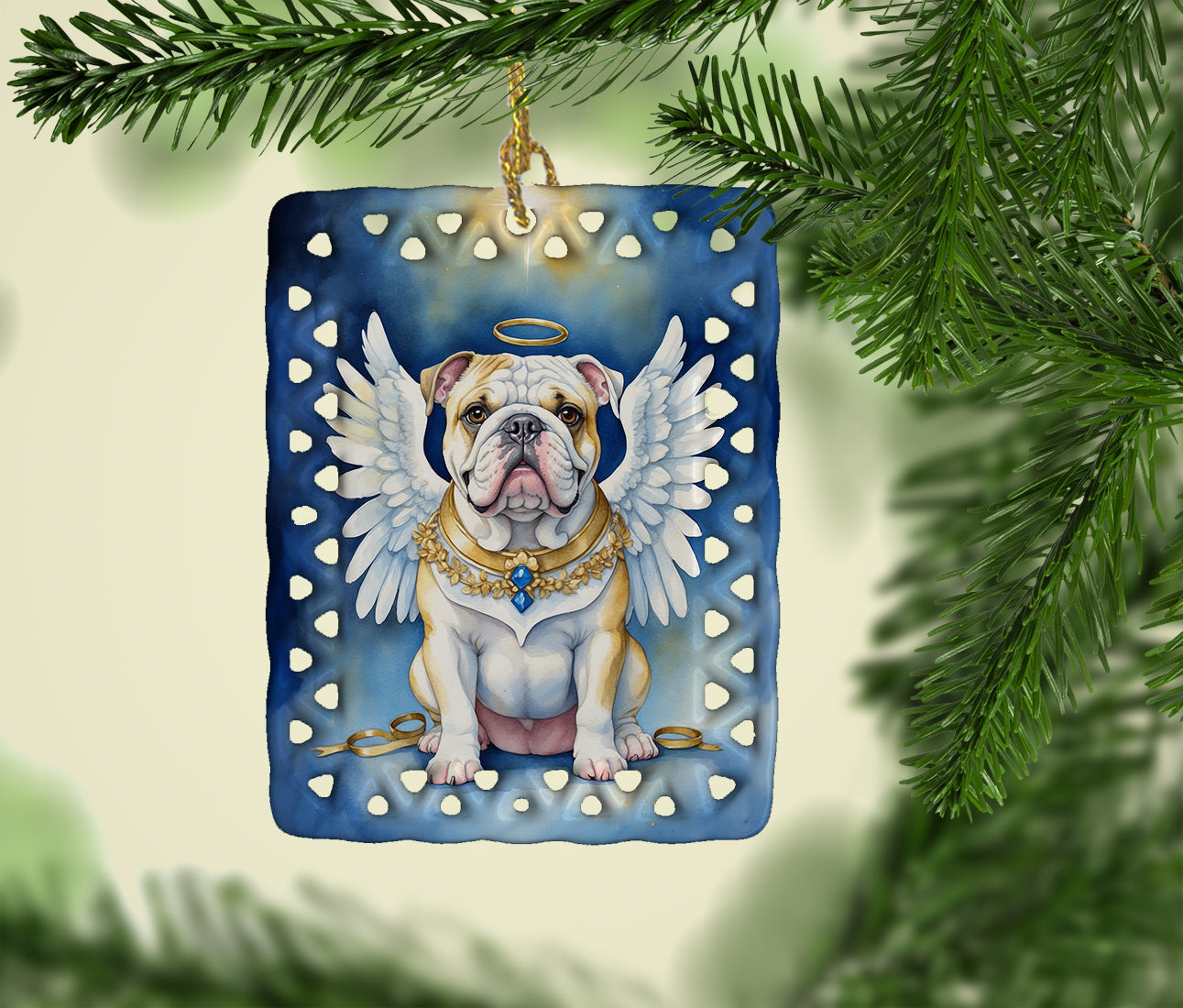 English Bulldog My Angel Porcelain Ornament