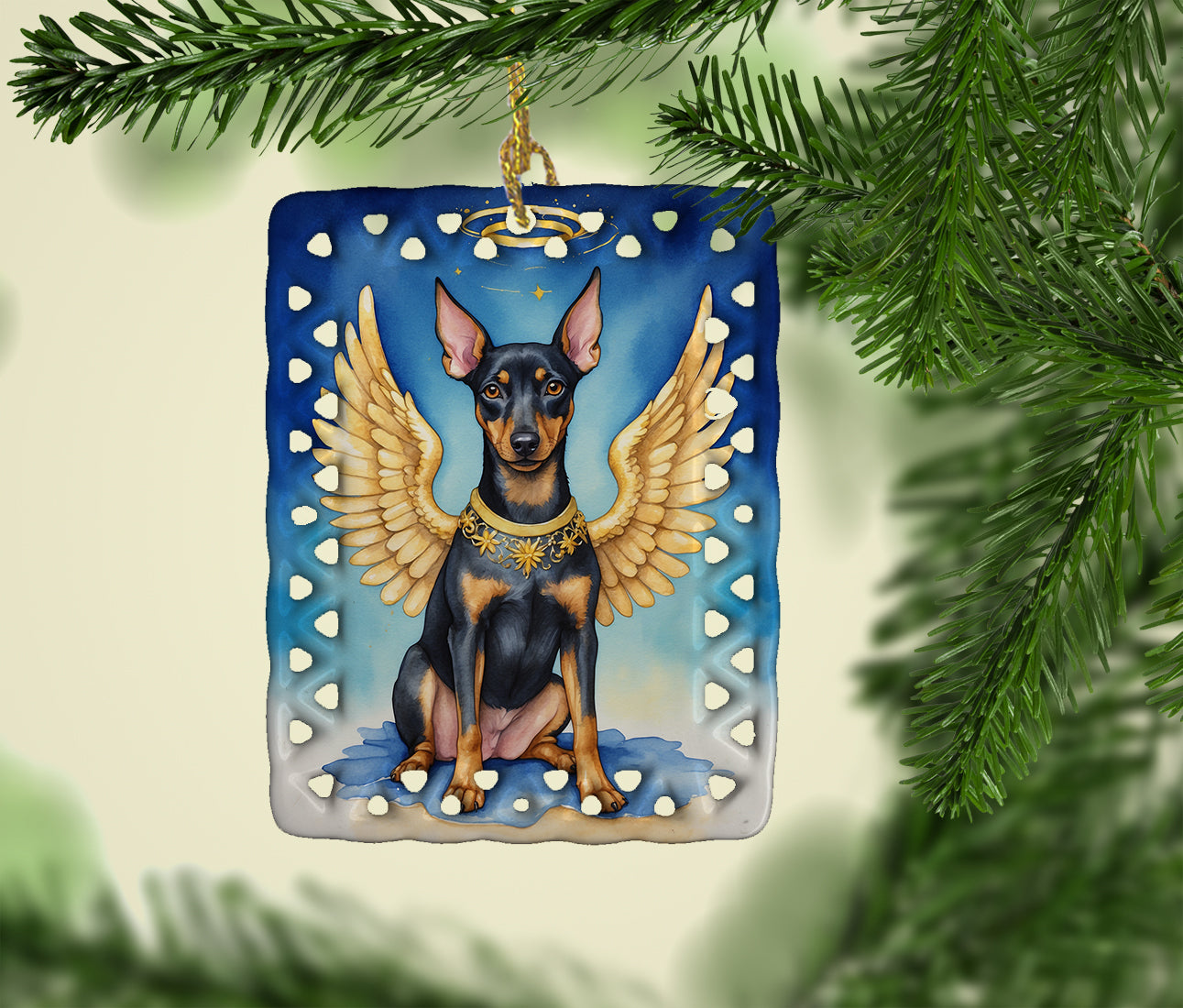 Manchester Terrier My Angel Porcelain Ornament