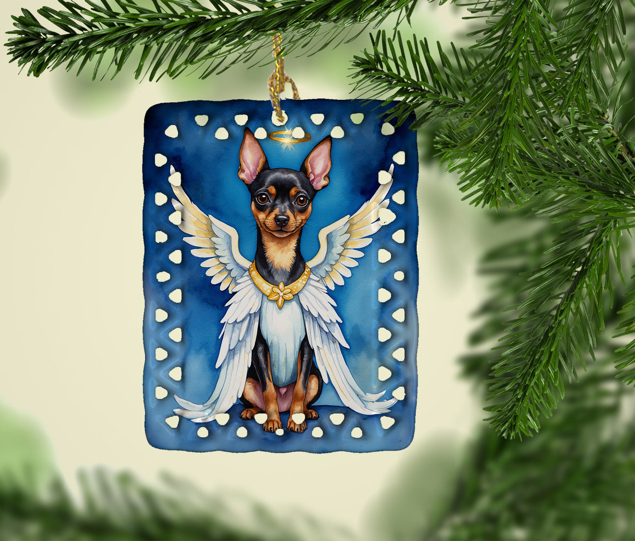 Miniature Pinscher My Angel Porcelain Ornament