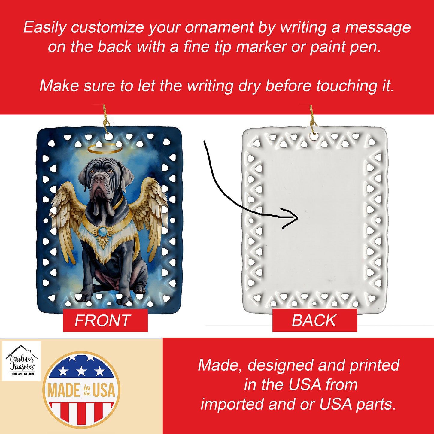 Neapolitan Mastiff My Angel Porcelain Ornament