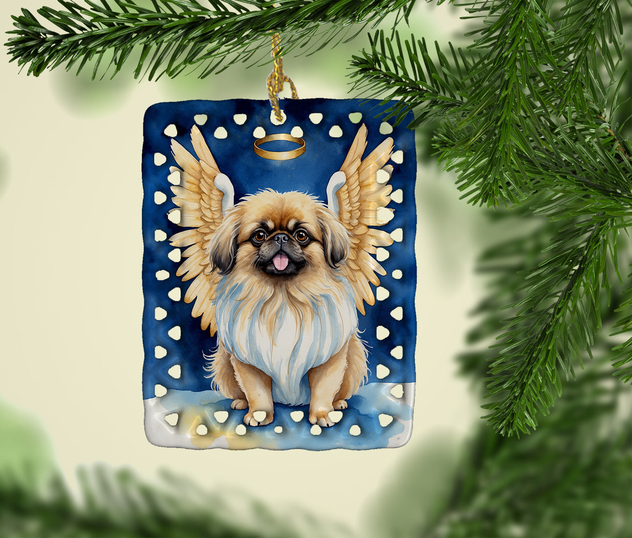 Pekingese My Angel Porcelain Ornament