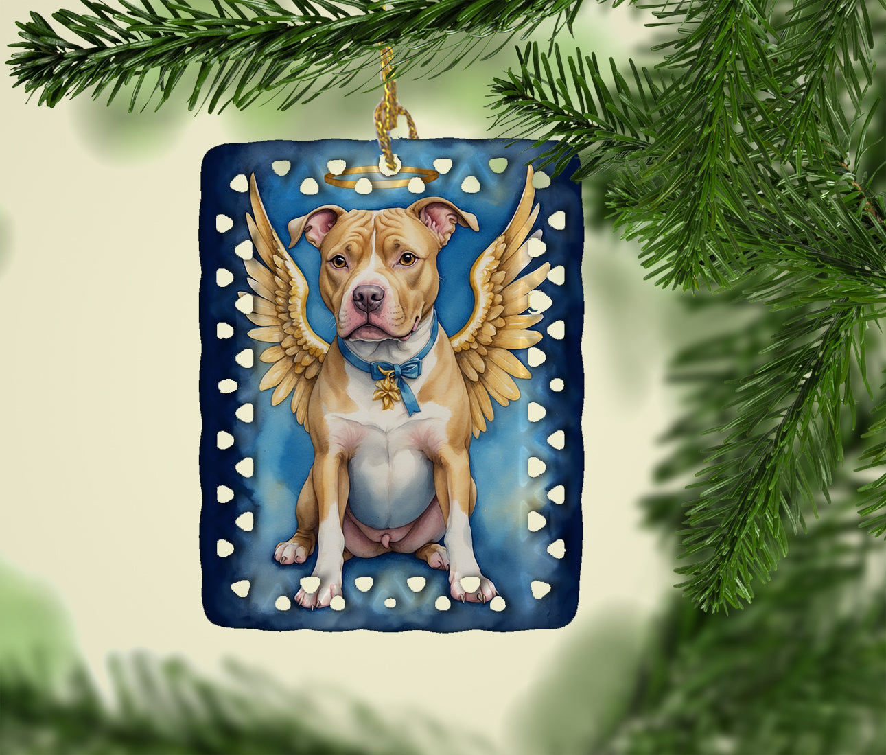 Pit Bull Terrier My Angel Porcelain Ornament