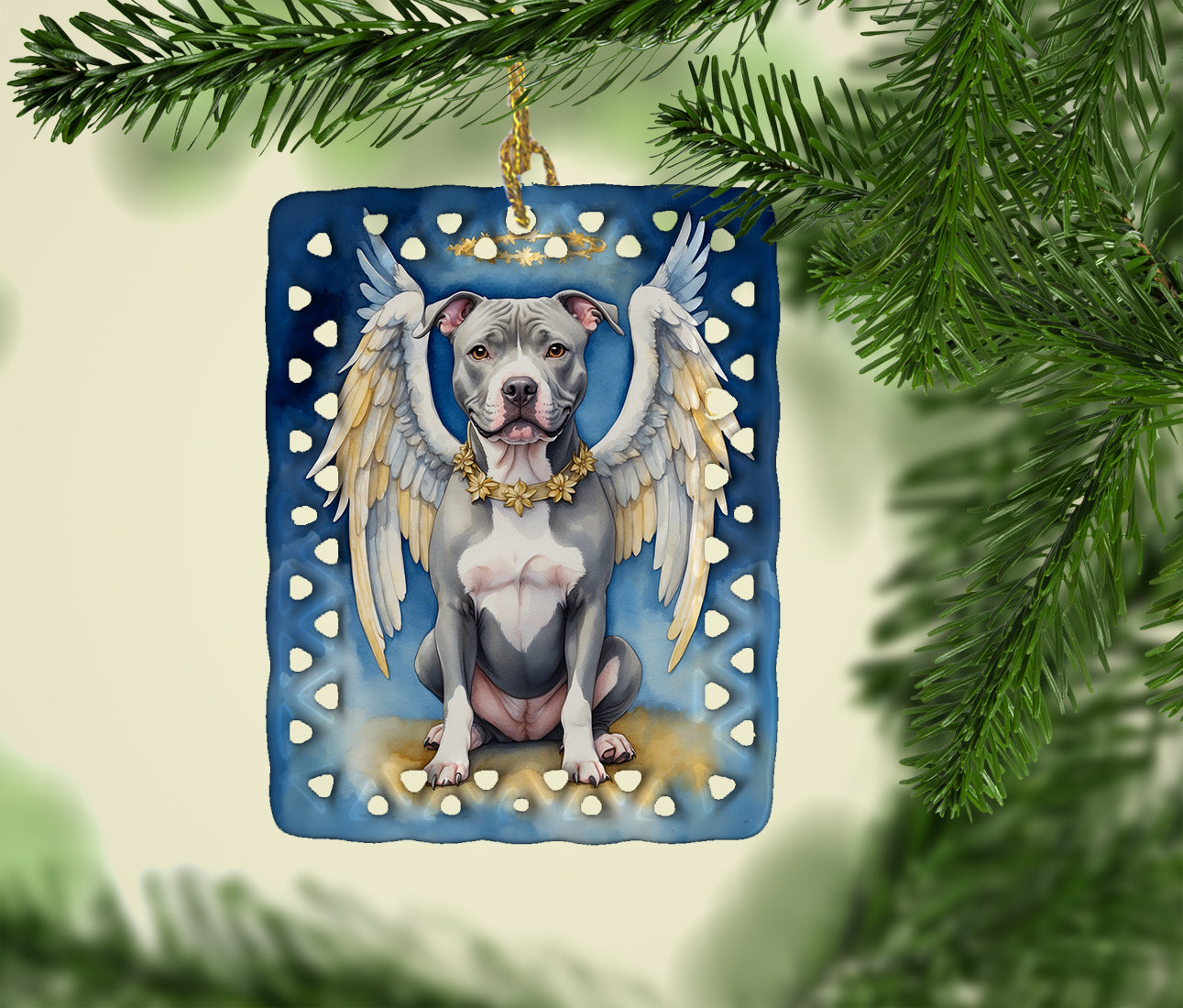 Pit Bull Terrier My Angel Porcelain Ornament