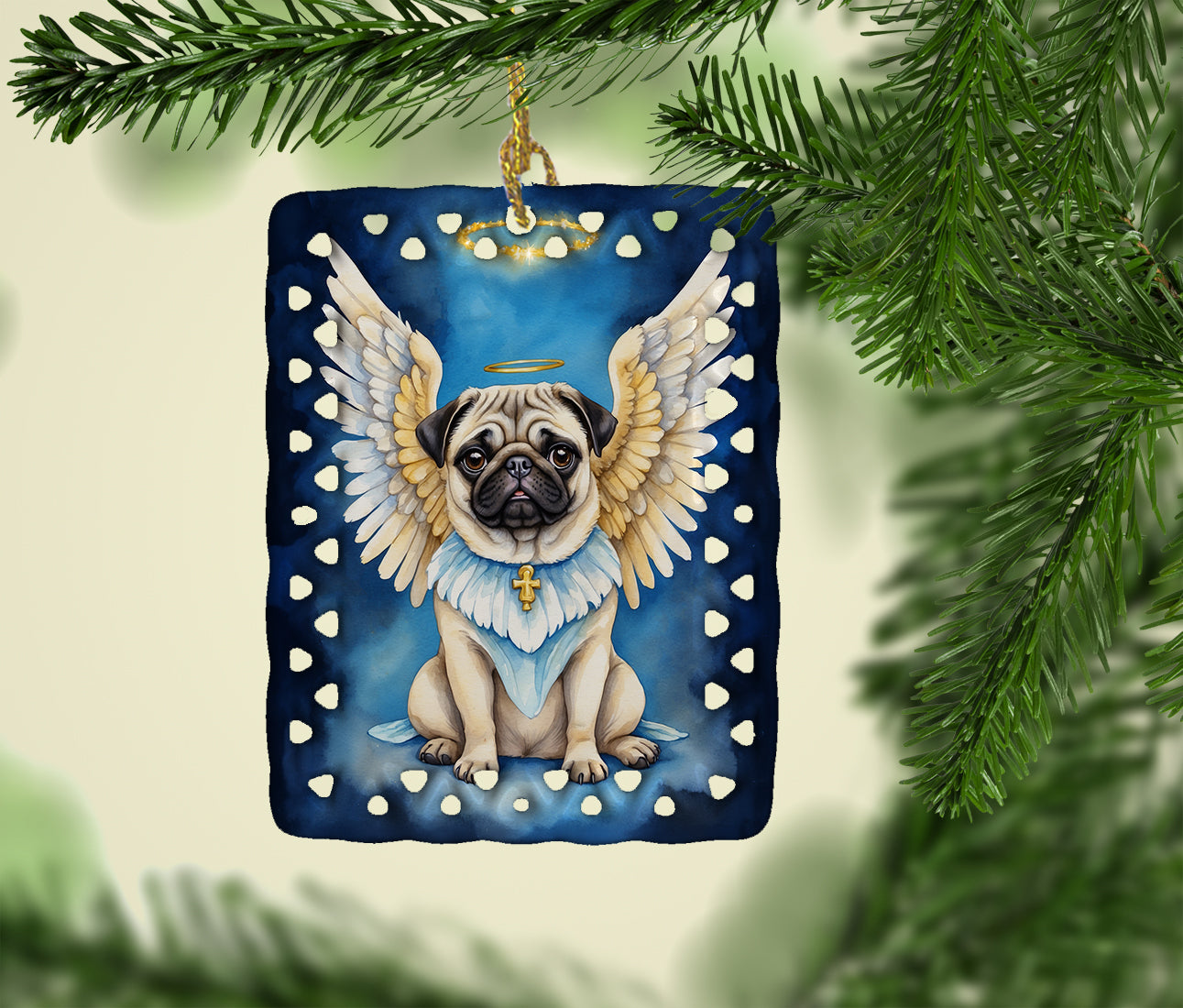 Pug My Angel Porcelain Ornament