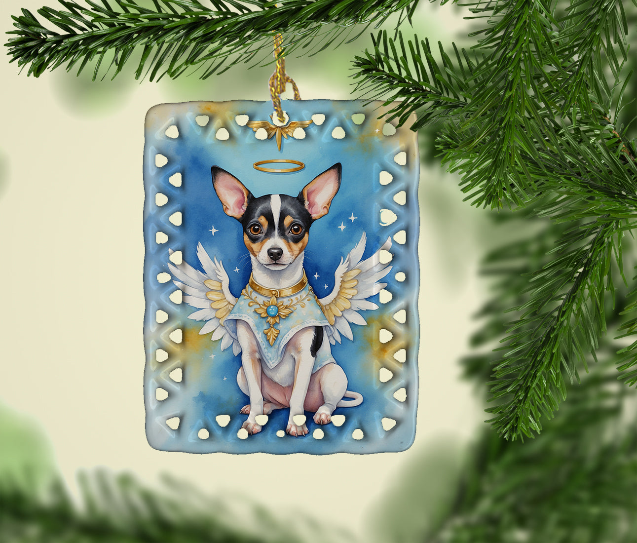 Rat Terrier My Angel Porcelain Ornament