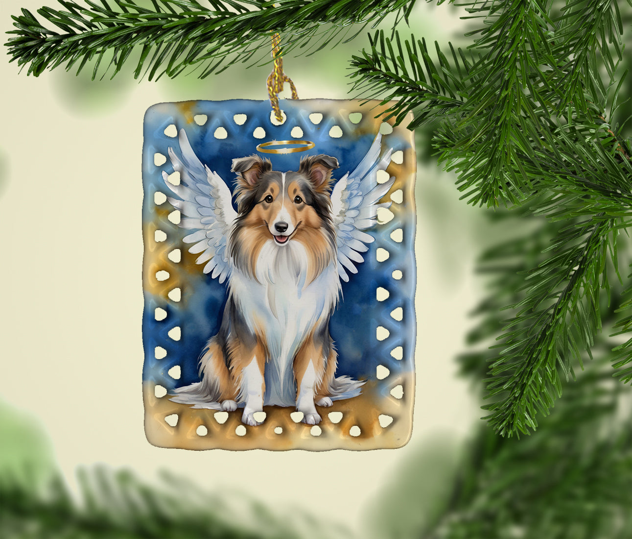 Sheltie My Angel Porcelain Ornament