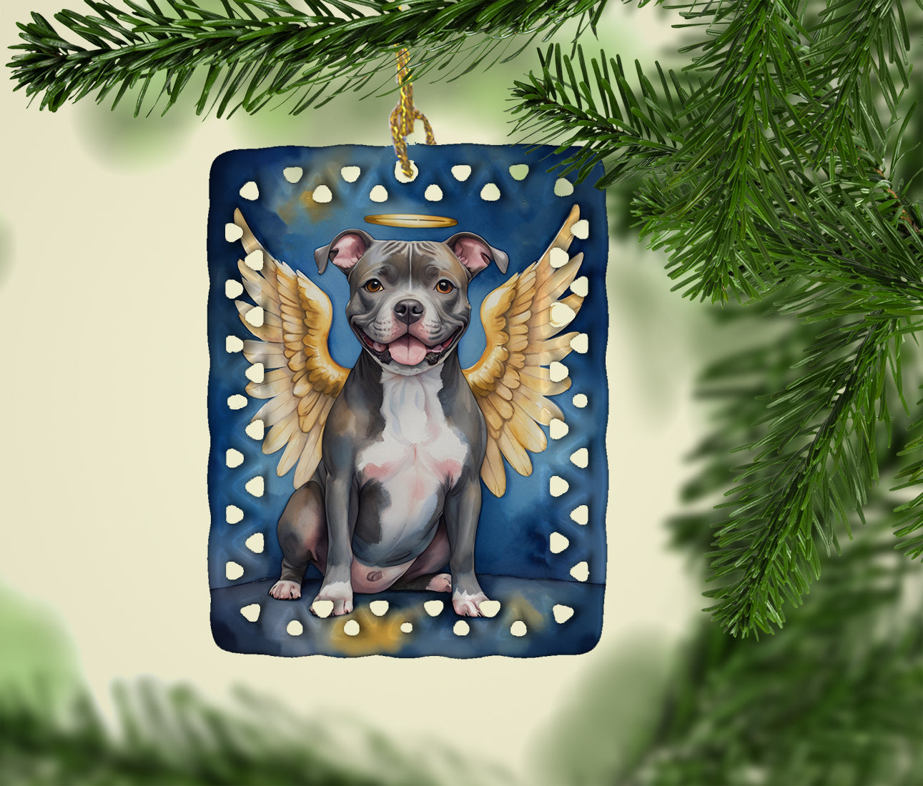 Staffordshire Bull Terrier My Angel Porcelain Ornament