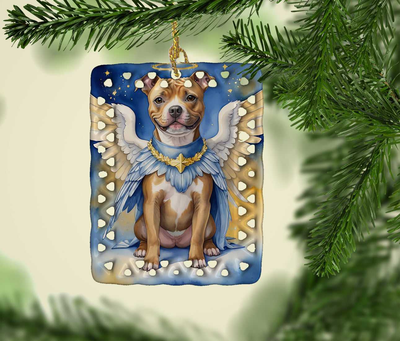 Staffordshire Bull Terrier My Angel Porcelain Ornament