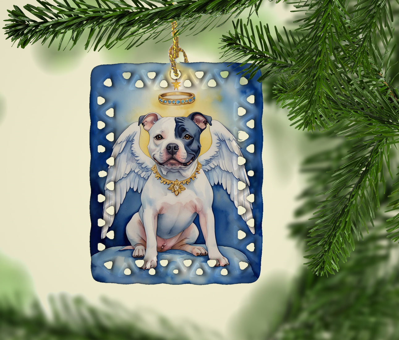 Staffordshire Bull Terrier My Angel Porcelain Ornament