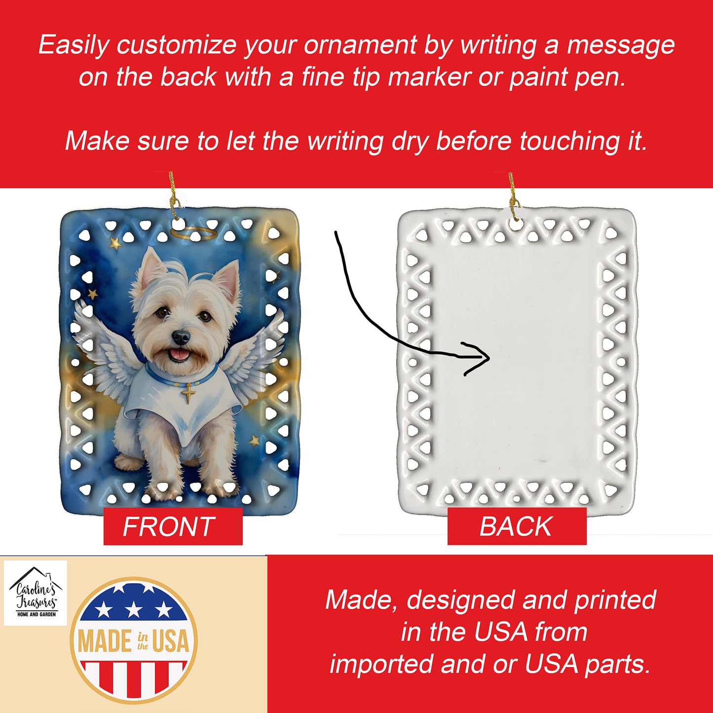 Westie My Angel Porcelain Ornament