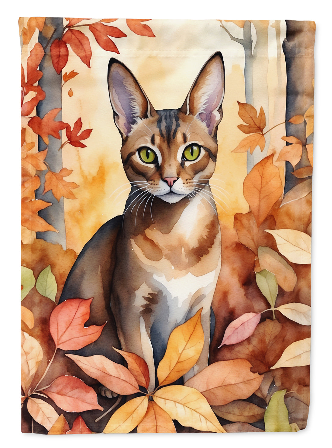 Buy this Abyssinian Cat in Fall Leaves Garden Flag